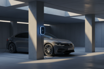 Colonnina di ricarica elettrica installata in un garage condominiale